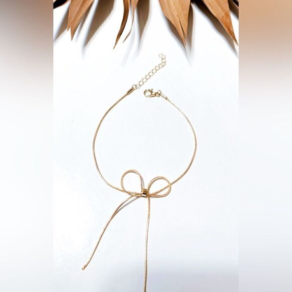 Gold bow anklet  #1036 - Picture 2 of 3